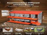 2 Tiers Chicken Nesting Boxes, 10 Compartments, Metal Egg Laying Boxes with Protective Collection V952-JSCDX3045INCT4Y3W002V0