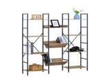 CARLA HOME 12 - Shelf Bookcase - Wood Metal Display Shelf - Brown - Rustic - Steel V178-36439