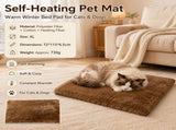 Brown XL Size 72x115cm Self Heating Pet Mat - Soft Plush Non-Slip Thermal Bed for Cats and Small V888-ELOSUNG53910