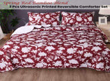 Ramesses Spring Red 3 Pcs Bamboo Blend Ultrosonic Reversible Comforter Set King V442-KIT-COMFORTER-3PCSSPRING-RED-KI