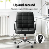 Artiss Office Chair PU Leather Mid Back Black OCHAIR-H-5901-BK