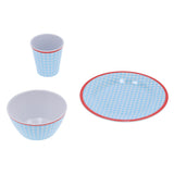12Pcs/Set Household Dinnerware Light Blue Grid Cup Bowl Plate for Home Kitchen Restaurant V1294-YM0901-3118210179111