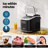 Devanti Ice Maker Machine Portable 12kg Countertop w/Self Cleaning 1.3L Black IM-ZB12K-BK