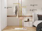 Double Pole Metal Coat Rack with Marble Base - Free Standing Clothes and Hat Stand AU V767-JJ-XY1247-G1