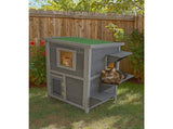 Cat House Weatherproof 2-Story Indoor Outdoor Wooden Shelter Bitumen Roof V63-840501