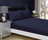 1000TC Ultra Soft Fitted Sheet & 2 Pillowcases Set - King Size Bed - Midnight Blue V493-AKF-12