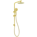 Brushed Gold Twin Shower Set Sliding Rail Arm 8" Round Head 3 Modes Handheld V1233-S4902ABGHR002M4CGKSR108G
