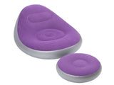 Inflatable Lounge with Foot Stool PVC Flocking Folding Inflatable Couch Blow Up Lounger Sofa V1294-YM0901-3116250000512