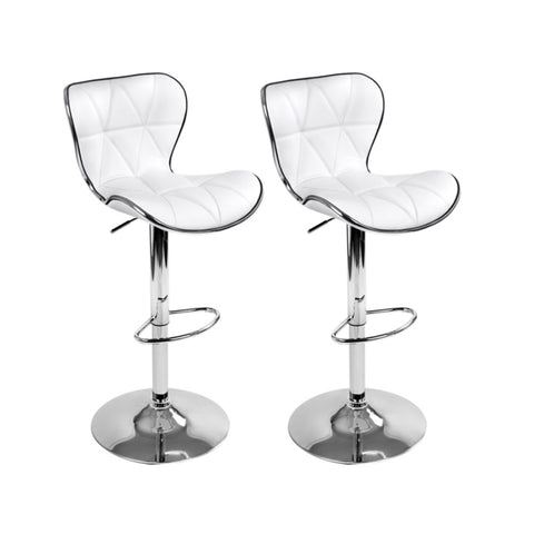 Artiss 2x Bar Stools Gas Lift Leather Seat White BA-TW-NEW4045-WHX2