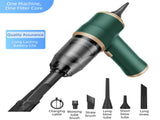 4-in1 Green Wireless Compact Handheld Car Vacuum Cleaner & Air Duster with 5 Nozzles/Brushes- 5300 V888-ELOSUNG42057