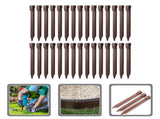 30-Pack Plastic Garden Edging Pegs for Artificial Grass Turf, Coffee Brown Lawn Border Stakes V1192-AZ-W-34527