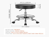 Round Rolling Stool, Leather Rolling Stool with Footrest, 360&deg Swivel Drafting Stool with Thickened V952-YDHSJSYXWKBYJZQ2WV0