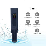 5-in-1 Salinity Digital Tester,Rechargeable Multifunctional High Accuracy Water Temperature V1192-AZ-W-28662