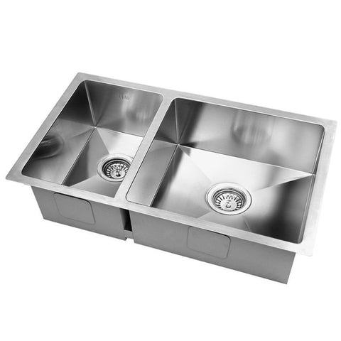 Cefito Kitchen Sink 71X45CM Stainless Steel Basin Double Bowl Silver SINK-7145-R010