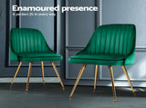 Artiss Dining Chairs Set of 4 Velvet Channel Tufted Green UPHO-D-DIN203C-VEL-GNX4