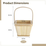 12PCS Mini Wooden Berry Baskets, 5.1 x 3.9 in Square Berry Picking Buckets with Handle, Hand-Woven V1192-AZ-W-18381
