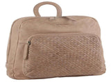 Pierre Cardin Womens Woven Leather Backpack Bag - Taupe V563-PC-3282-TAUP