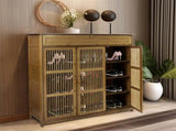 Wooden Shoe Rack XL 4 Tier 3 Doors Drawers Shelves Cabinet Organizer V178-67001