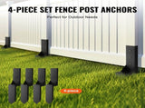Fence Post Anchor Repair Kit, 4 Pack Inner Diameter 8.9x8.9 cm Heavy Duty Steel Fence Post Support V952-WGBGXDD37YC2TWBB6V0