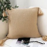 SOGA 50CM Light Brown Pillow with Tassel Accents, Rizzy Transitional Cover Throw Pillow FRENCHCUSHION202