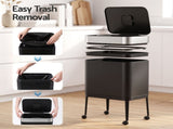 Cefito 40L Press Top Trash Can Kitchen Rubbish Bin Moblie Stainless Steel Black RB-B-40L-S18-LEG-BK