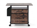 Artiss 2 Fabric Drawer File Cabinet Printer Stand Rolling File Cabinet with Side Bag MET-FC-25155-RB