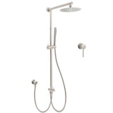WELS Brushed Nickel Round 8" Rain Head Shower 1 Mode Handheld Sliding Rail Mixer 2in1 Set V1233-SC842BSSS019CBNKSR108NKRD201N60