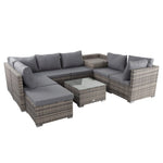 Large Modular Outdoor Ottoman Lounge Set in Grey V264-OTF-509S-541S-LGR