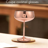 Copper Champagne Glasses Set of 2 Stainless Steel Vintage Cocktail Glass Wine Goblet V1369-AZ3-W-11669