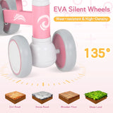 Pink Baby Balance Bike with LED Lights, 55x23x39cm, Suitable for Toddlers Aged 12-36 Months V178-59327