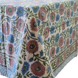 Kolka Kumudani Hand Block-Printed Tablecloth - Pink V563-0084