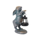 Bunny Figurine with Solar Lantern Resin Bunny Statue Light Auto Light Sensing for Outdoor Garden V1294-YM0901-3111250023611