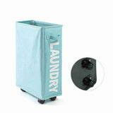 Rolling Slim Laundry Basket with Universal Wheels Corner Foldable Oxford Cloth Laundry Hamper Mesh V1294-YM0901-H20026BL