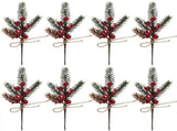 24 PCS Artificial Xmas Floral Picks Holiday Decor Red Artificial Berry Picks Stem For Gathering V1294-YM0901-240801FB04-1
