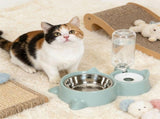 2 in 1 Stainless Steel Pet Bowl with Automatic Gravity Water Dispenser Food Grade Safe Anti Tip Over V1370-AZ4-09096