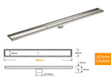 304 Stainless Steel 800mm Tile Insert Linear Shower Grate Floor Drain 50mm Waste V1233-LGTI01800D