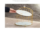Gold and Black Elegant 2-Tier Gold Birdcage Cosmetic Organizer - Wrought Iron Countertop Storage V888-ELOSUNG27986