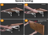 2 PCS Heavy Duty Stainless Steel Folding Shelf Bench Table Bracket, Max Load 660lb/300kg, Long V1259-DP01-A-1367