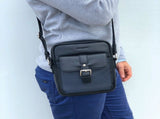 Pierre Cardin Pebbled Leather Organizer Bag Cross Body - Black/Navy V563-PC3301-BLACK