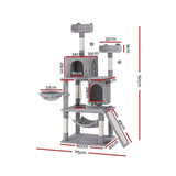 i.Pet Cat Tree Tower Scratching Post Scratcher 161cm Condo House Trees Grey PET-CAT-L161-GR