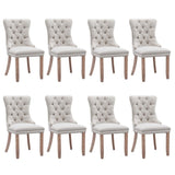 8x AADEN Modern Elegant Button-Tufted Upholstered Fabric with Studs Trim and Wooden legs Dining Side V226-SW6801BG-4