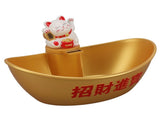 Gold Ingot Solar Energyy Cat Ornament Solar Wealth Welcome Waving Hand Fortune Cat Statue Good V1294-YM0901-3115230106311