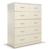 Tallboy Dresser 6 Chest of Drawers Storage Cabinet 85 x 39.5 x 105cm CBT-KLN-085-040-105-WHT