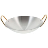 Nonstick Stainless Steel Double Handle Wok Pan Plated Silver for Household Cooking V1192-AZ-W-22635