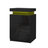 Artiss 2X Bedside Table LED 3 Drawers - COLEY Black FURNI-O-LED-BS-3D-BKX2