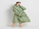 Size XL Green Women's Chic Lightweight Waterproof Raincoat - Long Hooded Packable Rain Jacket with V888-ELOSUNG32632