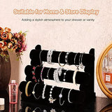 2Pack Velvet Bracelet Holder with 3 Tier Rack, Black Detachable Jewelry Display Stand T-Bar Necklace V1107-107-75439-GRY-2PACK