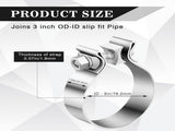4 Pcs 3 Inch Muffler Clamp, Narrow Band Muffler Clamp Stainless Steel for Pipes and System Repair V1258-DP02-C-3063