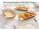 12PCS French Fries Baskets Set, Black Iron Serving Basket with Handle, Oval Mesh Food Presentation V1192-AZ-W-18409