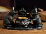 Halloween Cat Candle Holder Black Resin Tealight Holder for Spooky Decorations, Home Table Halloween V1192-AZ-W-33828